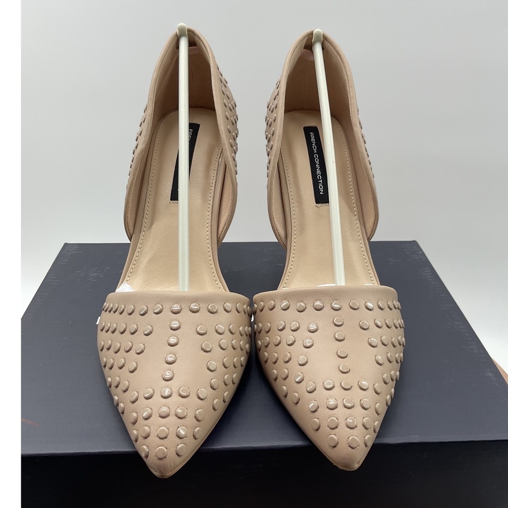 French Connection Beige Studded d'Orsay Pointed Toe Stiletto Pumps Heels 8.5‎